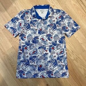 Good Good Golf Polo Shirt Mens S Tropical Eagle American Flag Print Short Sleeve